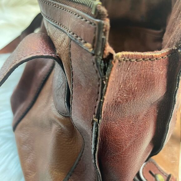 Fossil Reissue Satchel Handbag Vintage  Leather tan&brown antique tone Hardwares - Picture 16 of 16